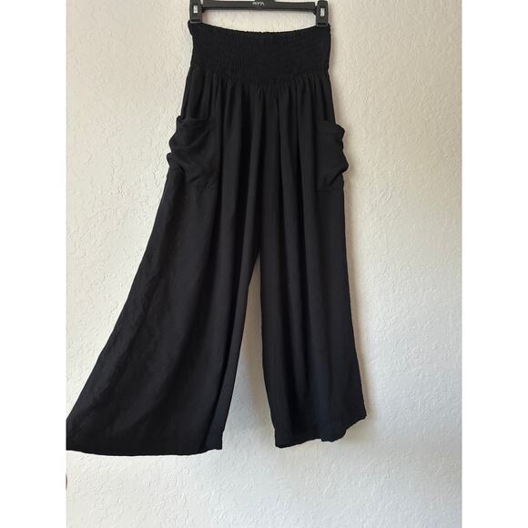 Island Planet🌿Black Palazzo Pants Wide Leg Boho Lounge Resort Women’s SZ Small - Picture 3 of 10
